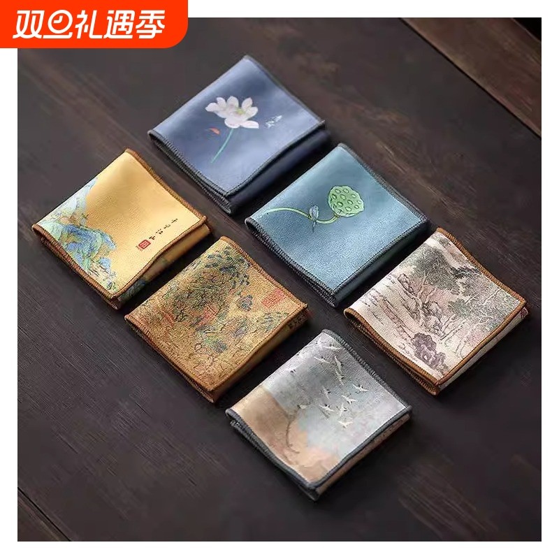 加厚茶巾布吸水禅意中式小号茶桌台专用毛巾抹布国风养壶巾垫茶席