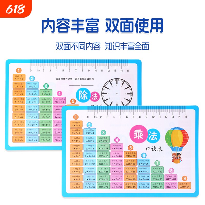 九九乘法口诀表卡片小学算数一二年级数学算数九九乘法表背诵神器