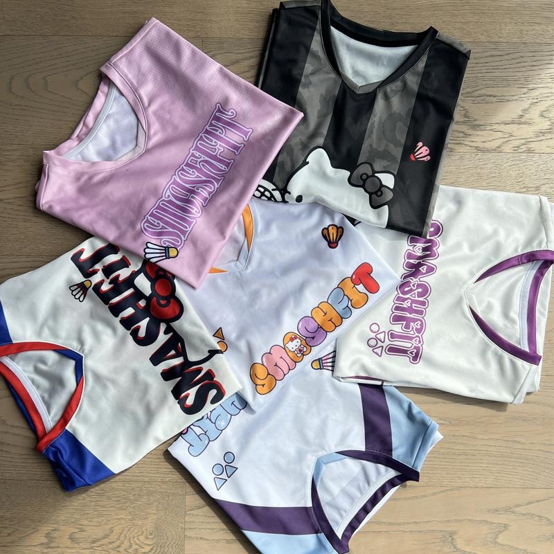 hellokitty联名透气速干羽毛球服女生运动短袖T恤收腰显瘦