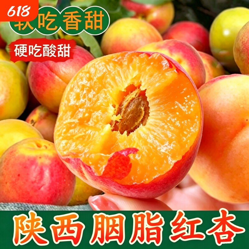 陕西胭脂红杏子新鲜水果现摘当季贵妃大红杏孕妇水果酸甜整箱包邮