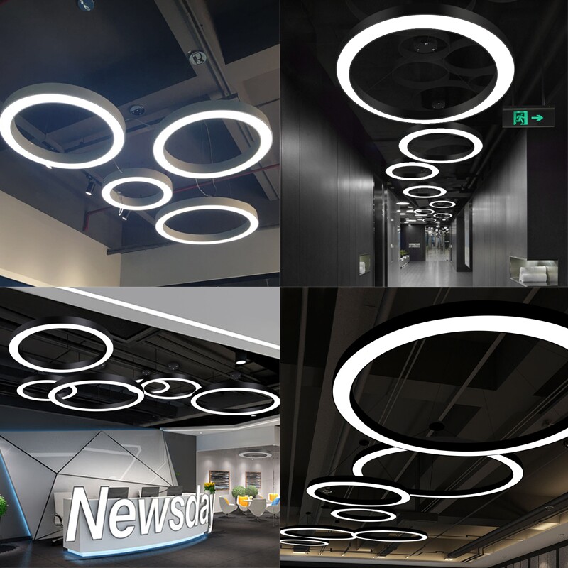 圆环吊灯LED圆形灯办公室健身房商场超市店铺圆圈工业风环形灯具