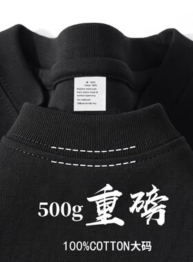 新疆棉500g重磅长绒棉纯色纯棉短袖t恤男女圆领宽松大码打底衫