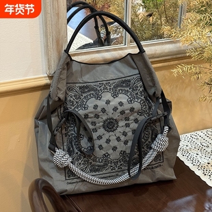 日本新款高圆圆同款ball chain刺绣腰果花环保袋购物袋大容量女包