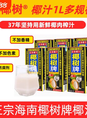 高海南正宗椰树牌鲜榨椰汁天然植物蛋白饮料1升装椰子整箱盒装
