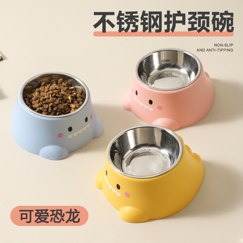 猫碗狗碗不锈钢护颈碗宠物用品