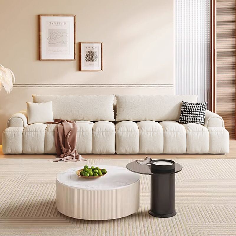 a奶油风棉花糖沙发客厅小户型简约现代家用直排科技猫抓布艺沙发