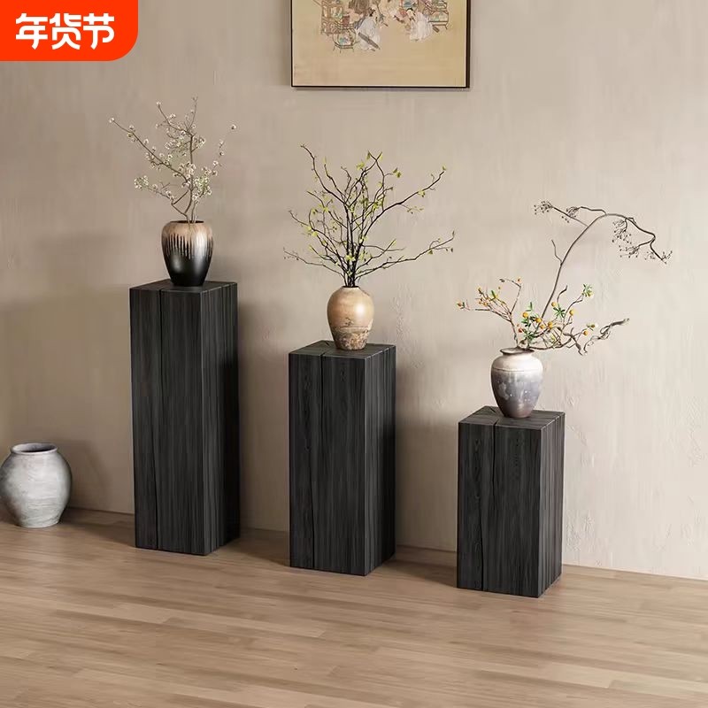 侘寂风方形原木碳化实木墩子树桩底座摆件客厅茶几边几花架摆件,住宅家具,花架/花几,淘宝优惠券,粉丝福利购,淘宝优惠卷