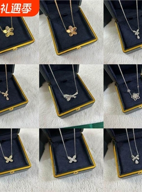 别具一格家蝴蝶结项链镀V金轻奢风新款满钻幻影五花蝴蝶锁骨链