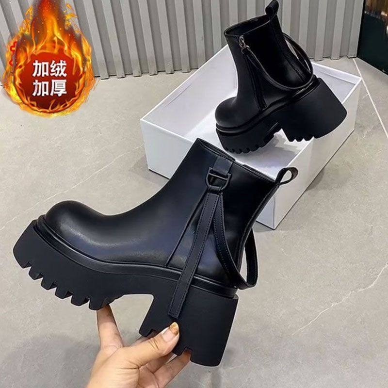 幂琳专柜爆款厚底松糕马丁靴女2025秋冬新款瘦瘦鞋增高休百搭烟筒