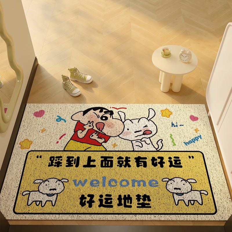 蜡笔小新2025新款入户门地垫丝圈防滑玄关可裁剪地毯门垫入门脚垫
