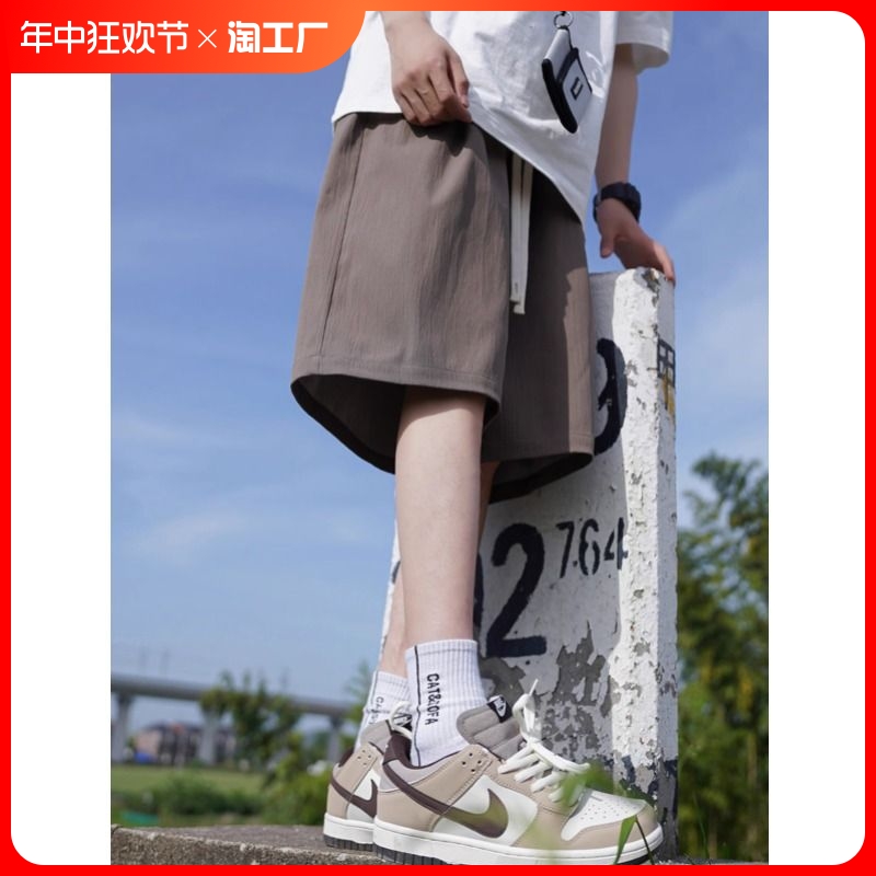日系肌理感短裤夏季薄款新款潮牌男生宽松休闲工装运动裤直筒