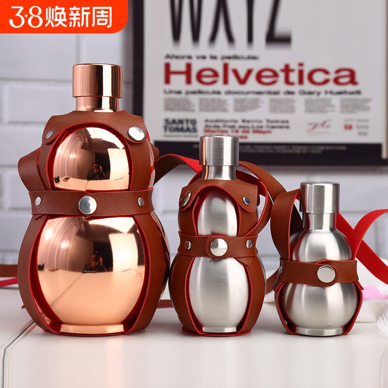 不锈钢304酒壶俄罗斯酒壶 葫芦半斤1斤3斤小酒瓶欧美运动水壶批发