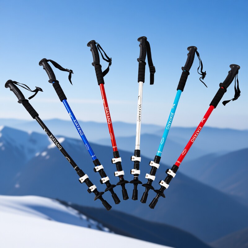 登山杖伸缩直柄三节手杖徒步爬山拐杖健走棍户外登山装备超轻拐棍