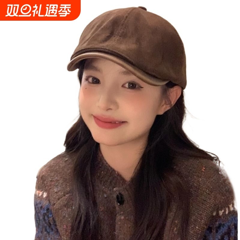 反戴百搭鸭舌帽子前进帽贝雷帽显脸小女大头围文艺2025年
