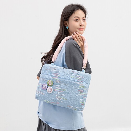 通勤轻便电脑内胆包小众多巴胺百搭matebook14.2寸mac13寸笔记本电脑包单肩ins高颜值手提褶皱包通勤包袋