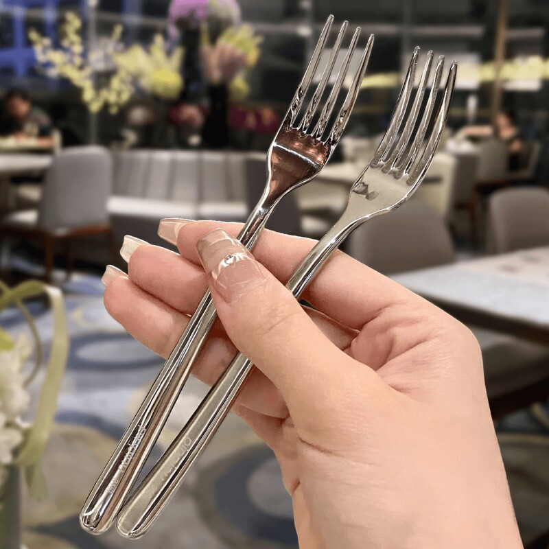 餐厅专用不锈钢西餐叉家用蛋糕餐具加厚柄韩式创意水果叉沙拉叉子