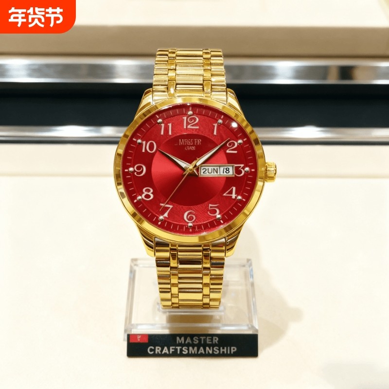 手表男款机械风全自动防水高级感全自动男表数字双日历防水腕表男