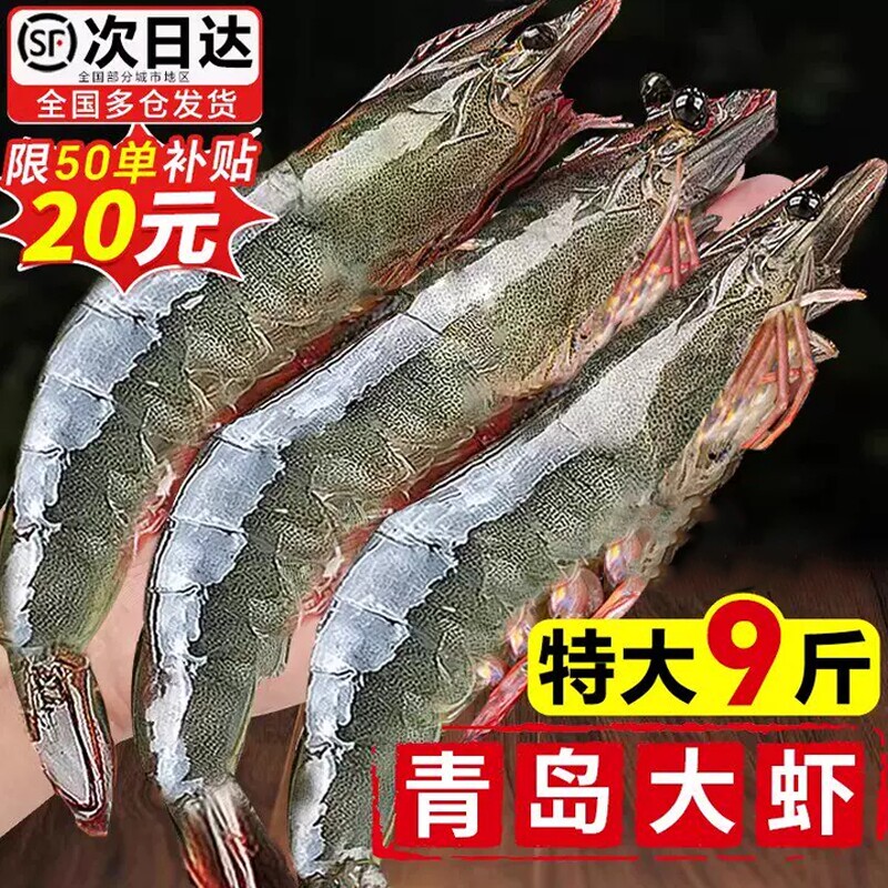 大虾鲜活超大基围虾特大青虾冷冻青岛鲜对虾速冻海虾虾类海鲜水产