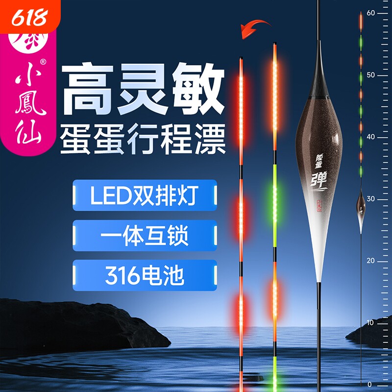 小凤仙蛋蛋行程漂双排灯珠夜光漂316电子浮漂咬钩变色高灵敏新款