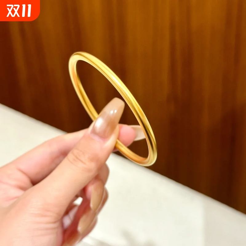 古法传承金手镯女素圈实心越南沙金手链环仿真黄金镀金9999不掉色