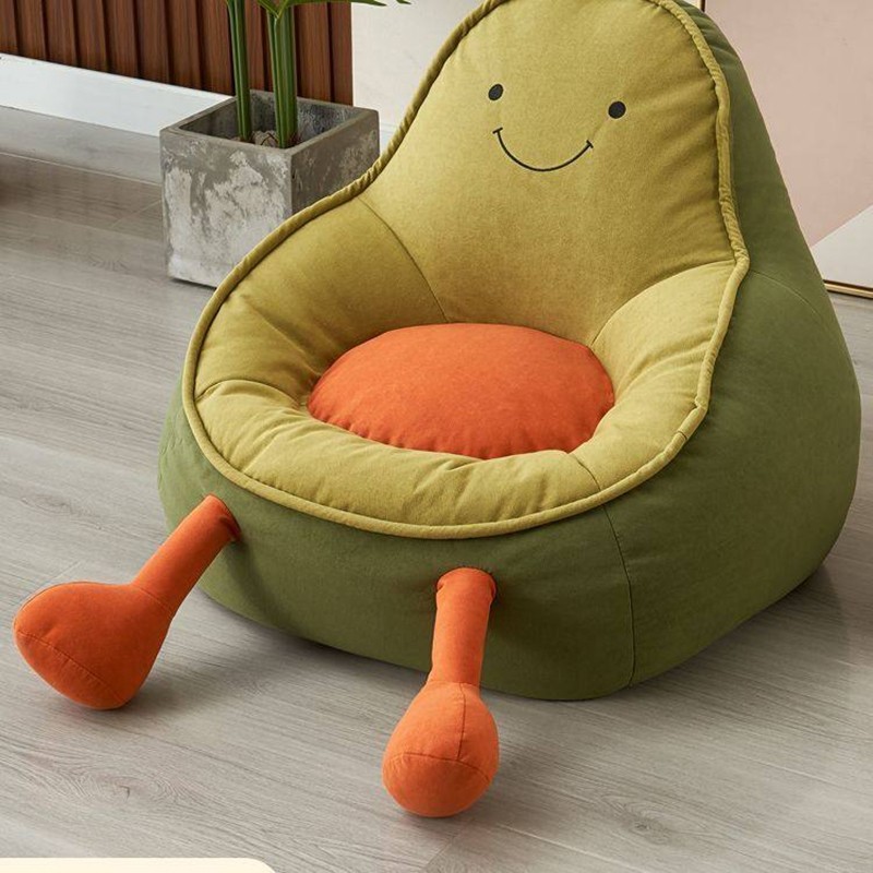 网红可爱家用休闲椅沙发卡通阅读单人阳台座椅懒人儿童宝宝牛油果