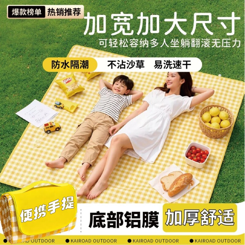 野餐垫户外防潮垫防水加厚便携徒步沙滩垫便携露营野炊草坪地垫子