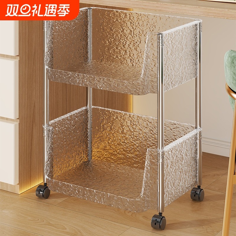 桌下书架宿舍书桌收纳置物架学习桌边落地可移动小推车大容量书柜