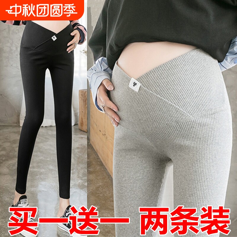 孕妇打底裤春秋冬外穿时尚加绒加厚宽松大码休闲托腹小脚裤孕妇装