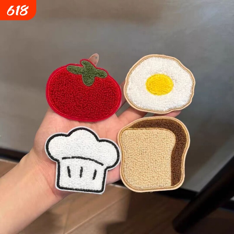 趣味搞怪食物碎发刘海贴软萌卡通厨师帽面包少女魔术贴整理神器
