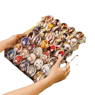 亚克力吧唧谷子展示架桌面收纳盒阶梯架子立牌周边徽章置物架手办