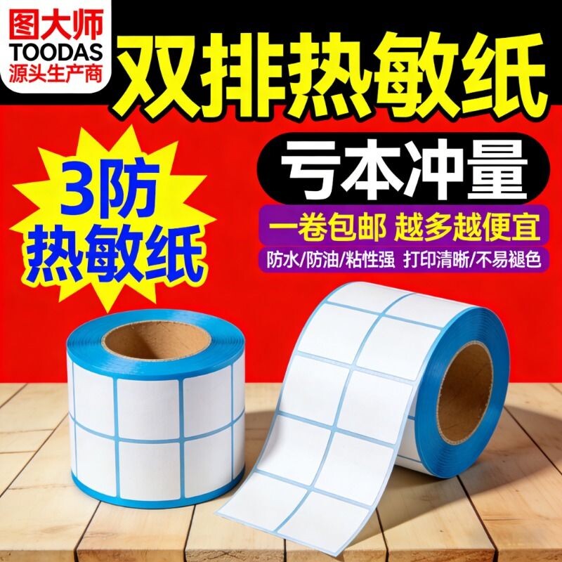 图大师三防热敏纸双排三排四排20-50 10 15  25 30 35 40 60 70 80不干胶标签条形码打印纸仓储佳博芯烨批发