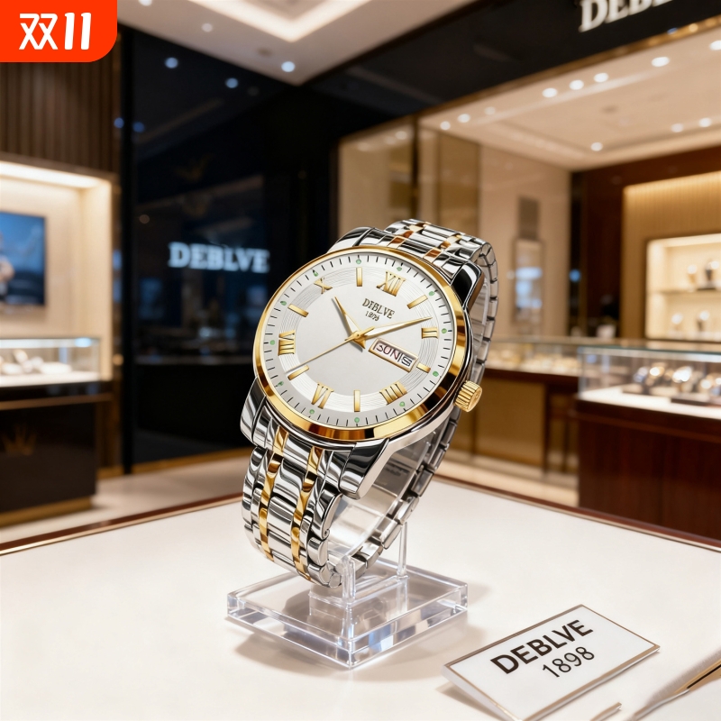 正品瑞士全自动非机械表手表男士学生韩版时尚潮双日历防水表夜光