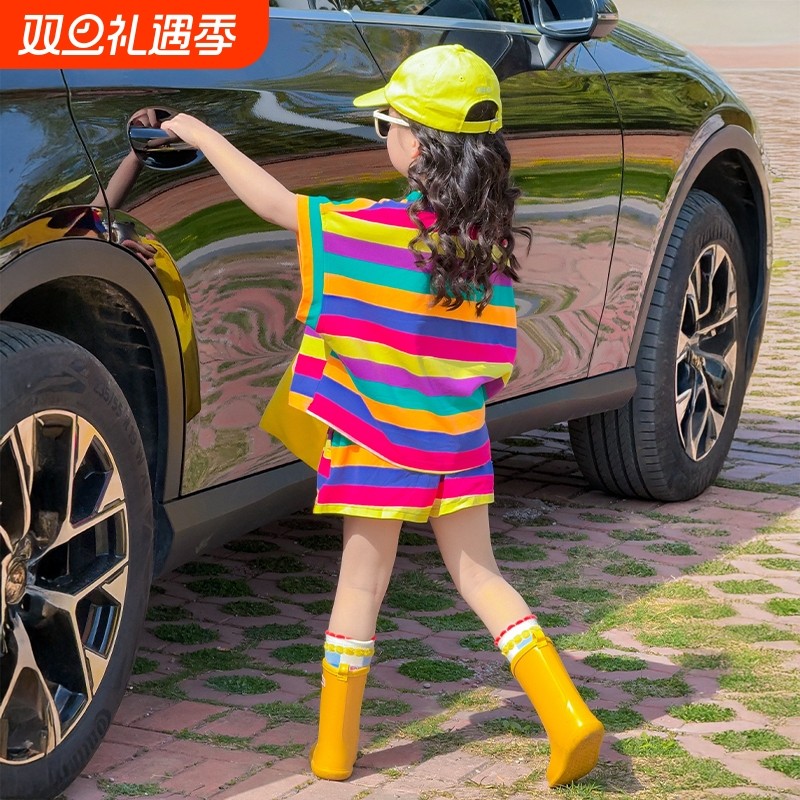 女童夏套装2025大童儿童女新款夏装巨好看多巴胺穿搭童装短袖短裤