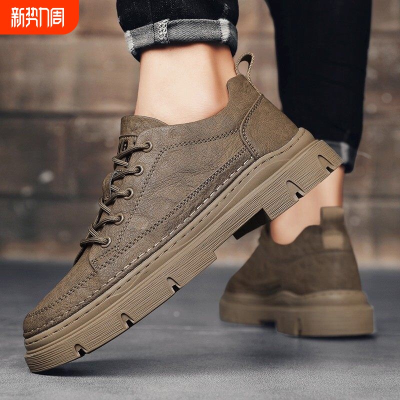 男鞋2025年新款冬季工装马丁靴男士低帮休闲皮鞋软底潮鞋运动鞋