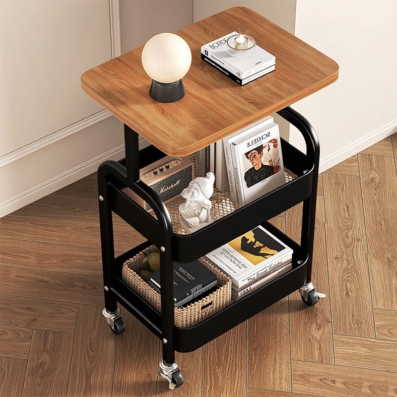 可移动小推车置物架家用多层厨房客厅收纳架零食高桌子床边柜承重