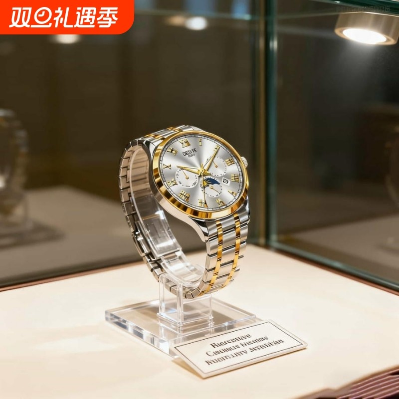 全自动男表手表男款机械风全自动防水数字双日历防水腕表男高级感