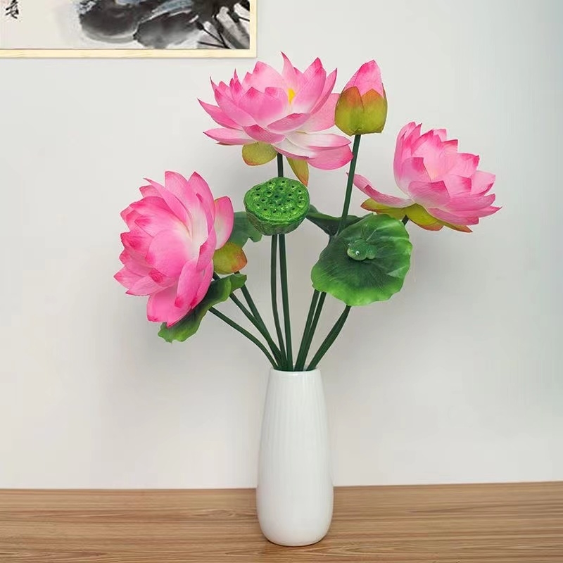 仿真莲花佛台用品佛前供花观音花塑料假花绢花装饰花客厅手工