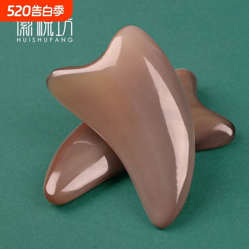真白水牛角刮痧板面部美容专用拨筋棒水面部脸部背部全身通用刮板