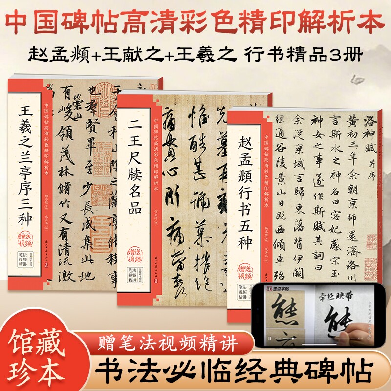 毛笔书法临摹字帖赵孟頫行书兰亭序怀仁集王羲之圣教序墨迹本米芾苏轼赤壁赋尺牍洛神赋千字文原帖碑帖入门视频教程精讲技法结构图片