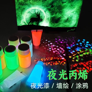 荧光粉夜光漆发光防水丙烯绘画颜料环保乳胶长效艺术涂料