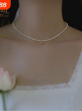 s925纯银珍珠项链高级感锁骨链