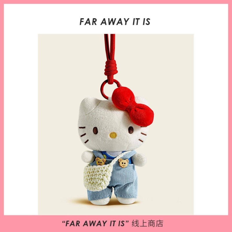 正版三丽鸥包包挂件毛绒公仔小玩偶书包挂饰猫