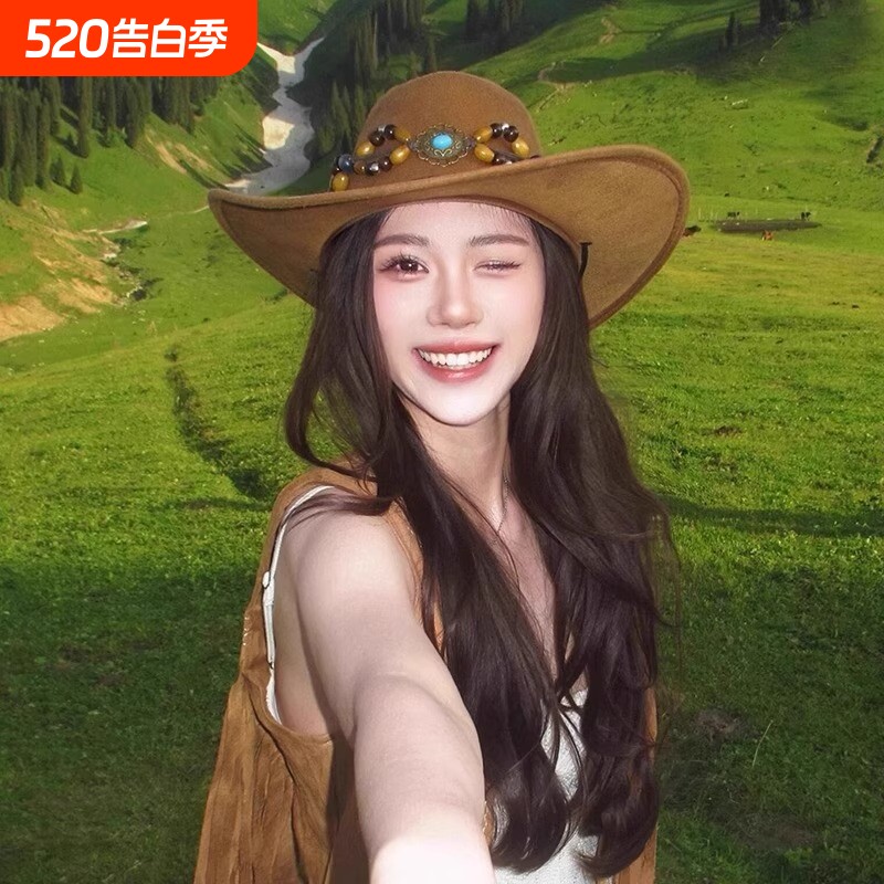 西部牛仔帽子女2026夏季新疆西藏旅游穿搭登山帽民族风防晒帽旅行
