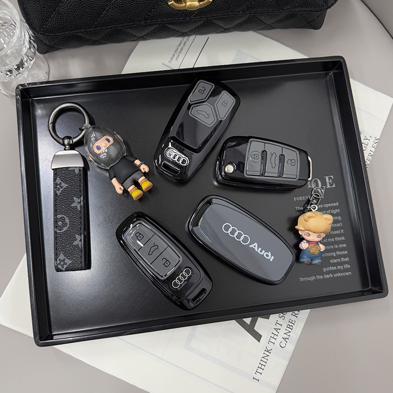 全新黑灰撞色-适用奥迪车钥匙套