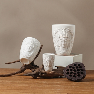 浮雕轻奢佛像茶杯精美功夫茶具品茗杯主人杯禅意水杯精致闻香杯