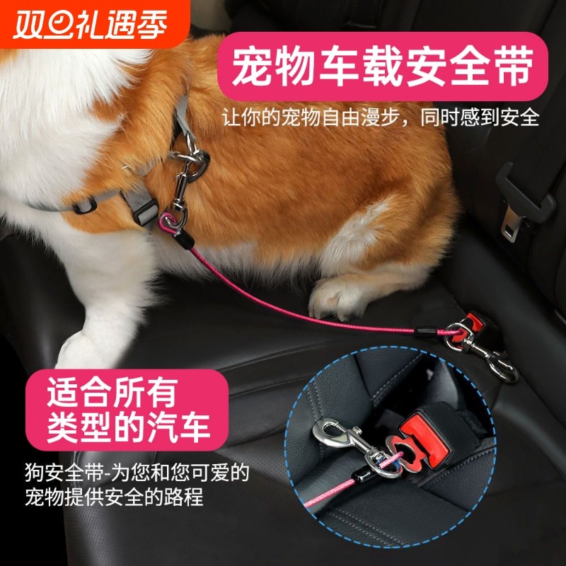 狗狗车载安全带宠物汽车安全扣安全绳猫狗通用猫咪车载牵引绳狗绳