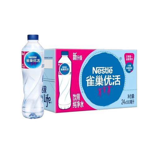 雀巢优活饮用纯净水 办公家庭饮用水 550ml*24瓶 整箱装
