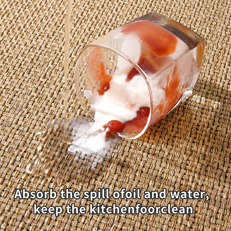 亚马逊亚麻厨房地垫防滑水洗地毯跨境橡胶背衬天然斜纹厨房地毯