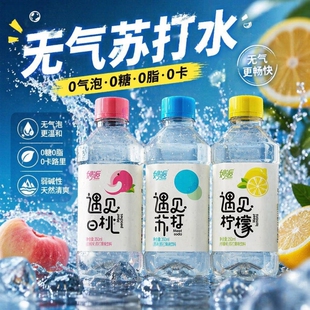 弱碱性遇见苏打水350ml/瓶0糖0脂火锅烧烤餐饮整箱饮料柠檬瓶装