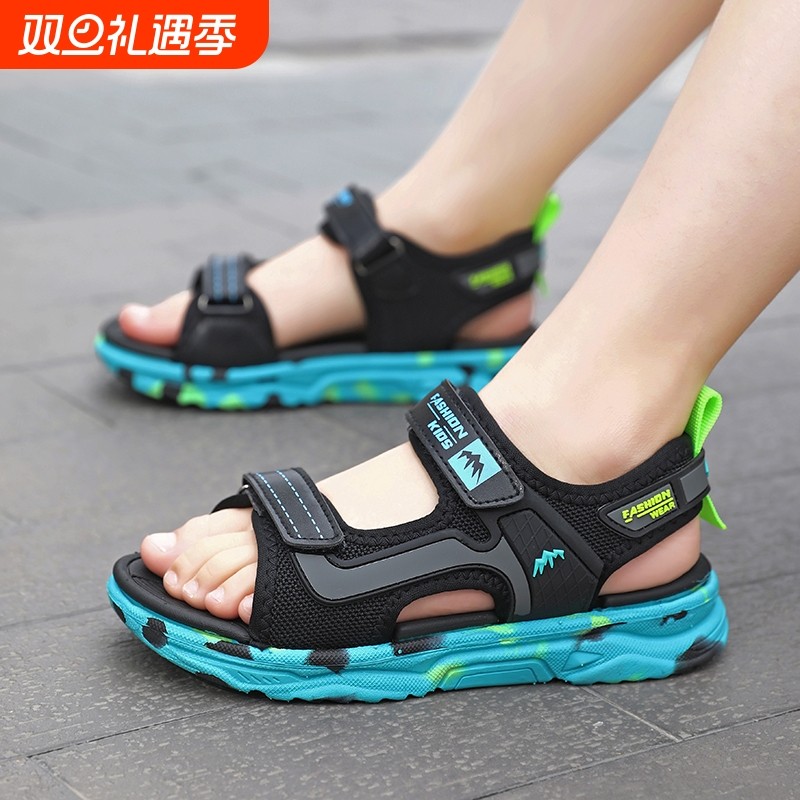 ABCEUEU儿童男童凉鞋2025夏季新款防滑软底沙滩鞋男孩镂空